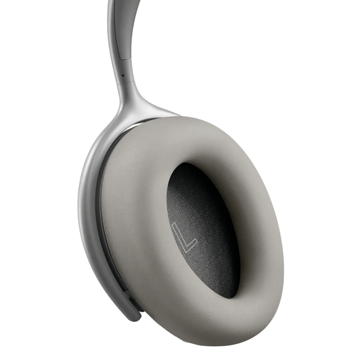 KEF Mu7 Noise Cancelling Wireless Headphones in Silver Grey,  earcup