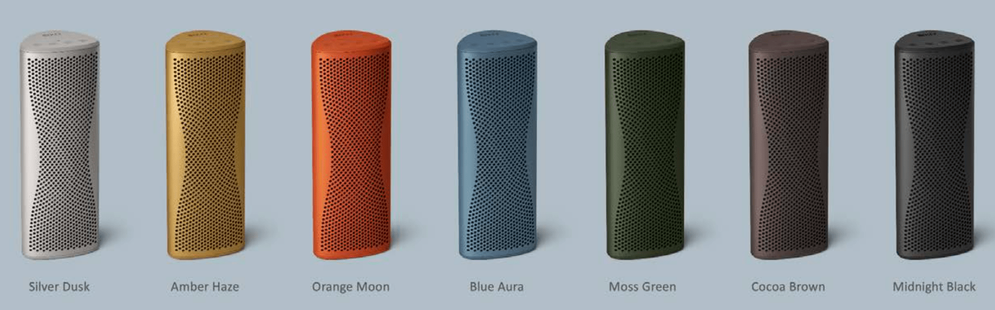 KEF Muo Portable Bluetooth Speaker range of colours, vertical lineup