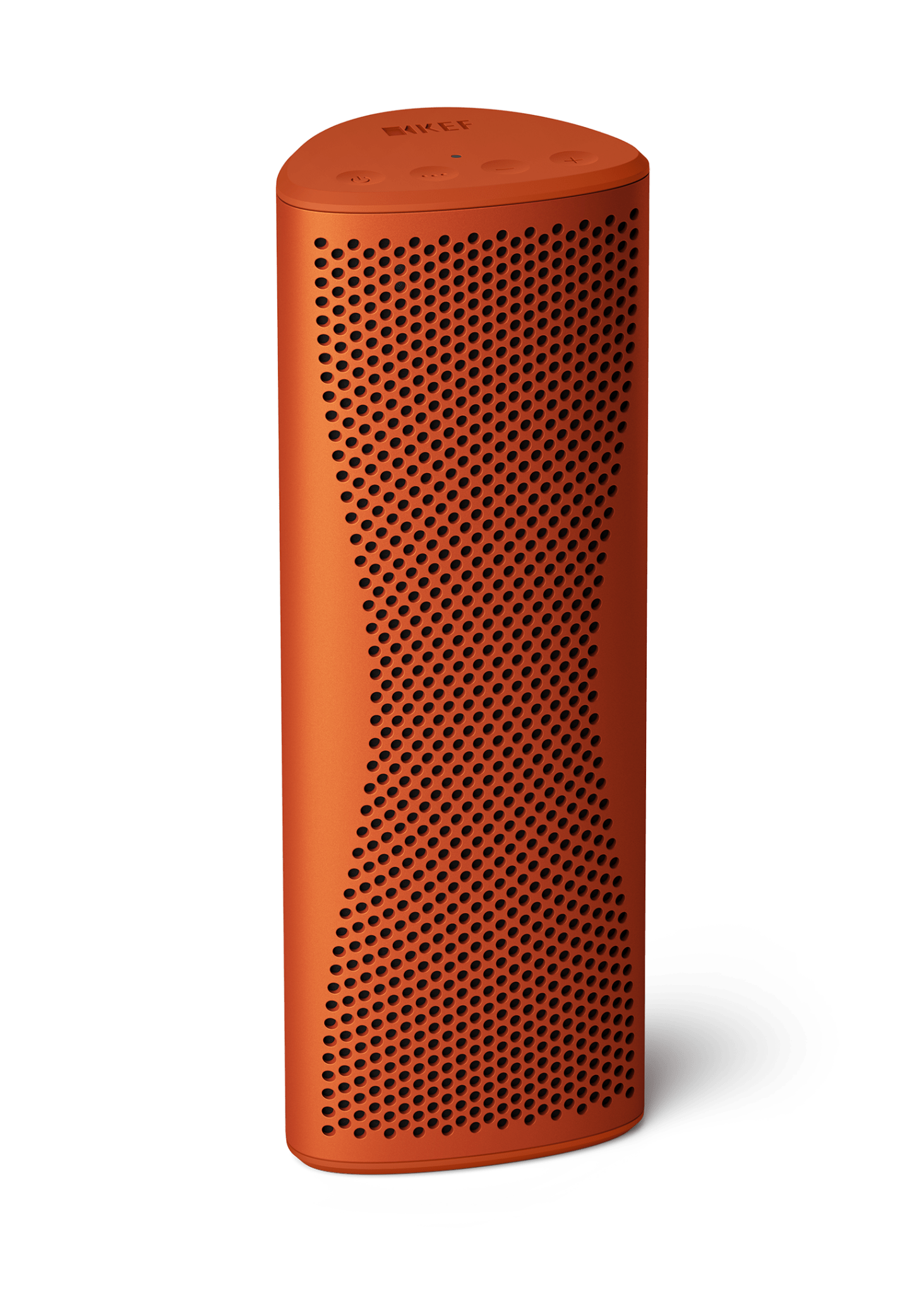 KEF Muo Portable Bluetooth Speaker in Orange Moon, vertical view