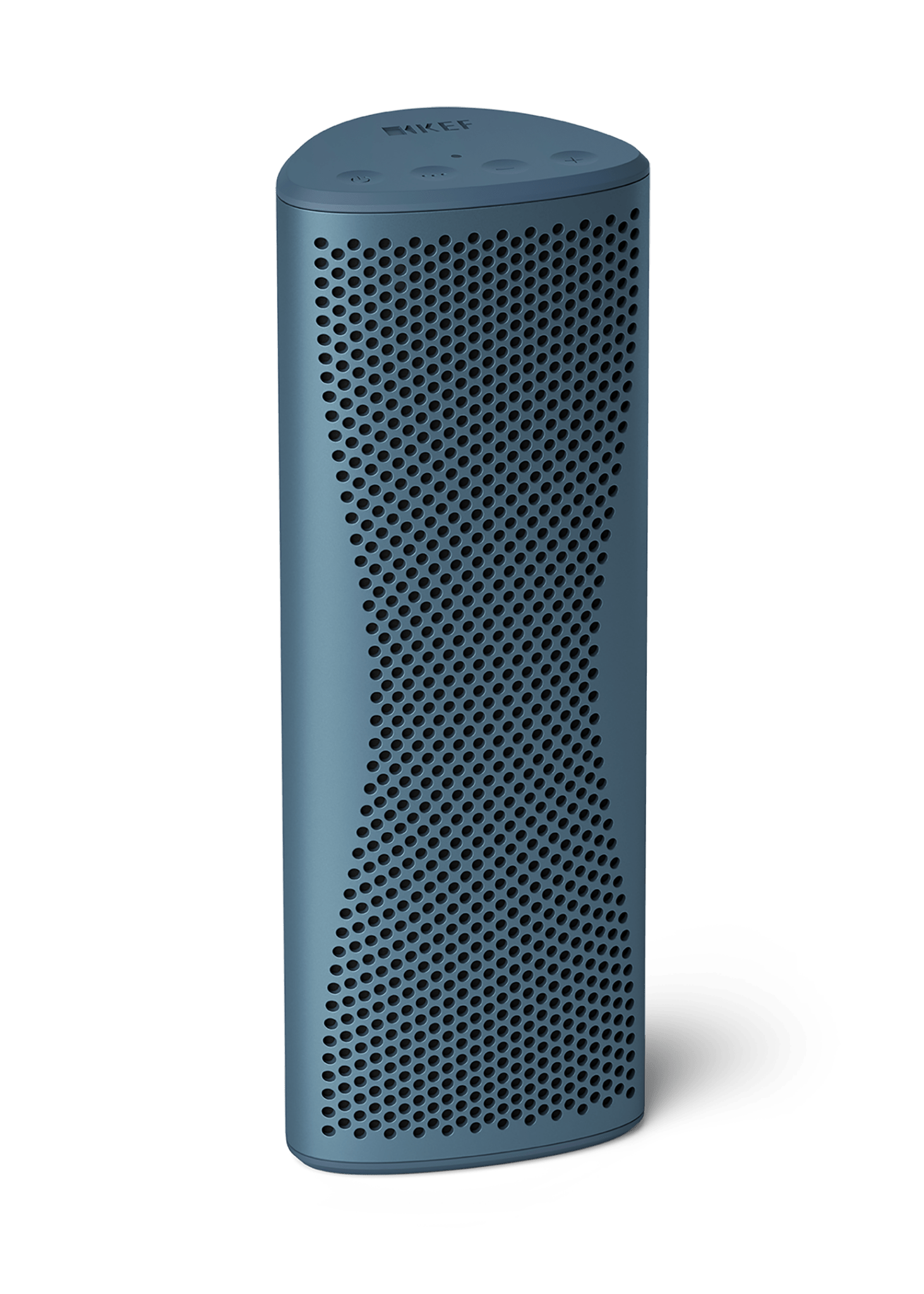 KEF Muo Portable Bluetooth Speaker in Blue Aura, vertical view