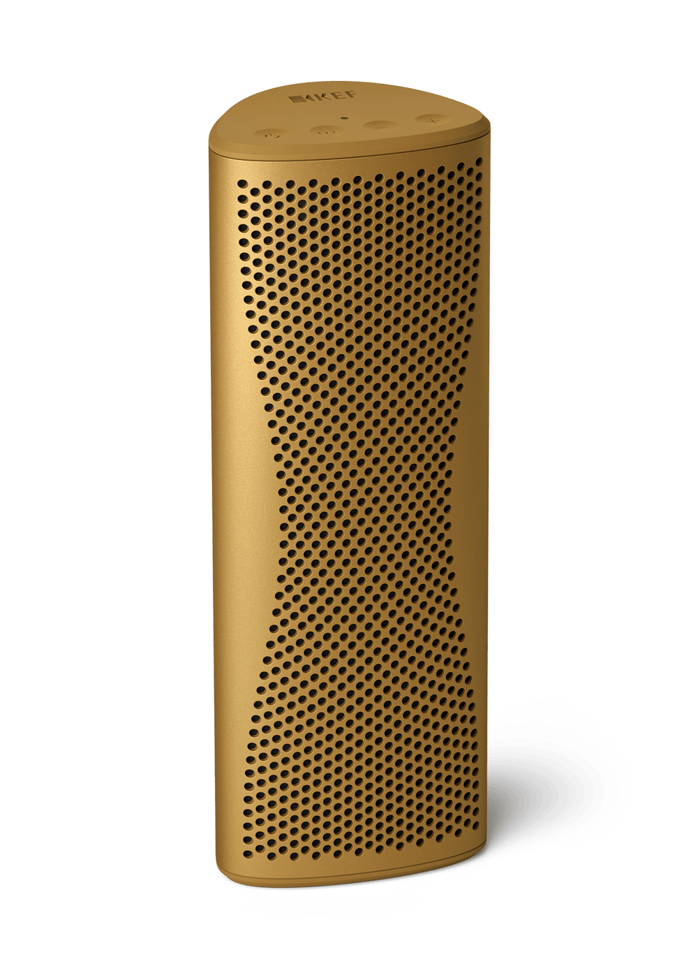KEF Muo Portable Bluetooth Speaker in Amber Haze, vertical view