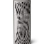 KEF Muo Portable Bluetooth Speaker in Silver Dusk, vertical view