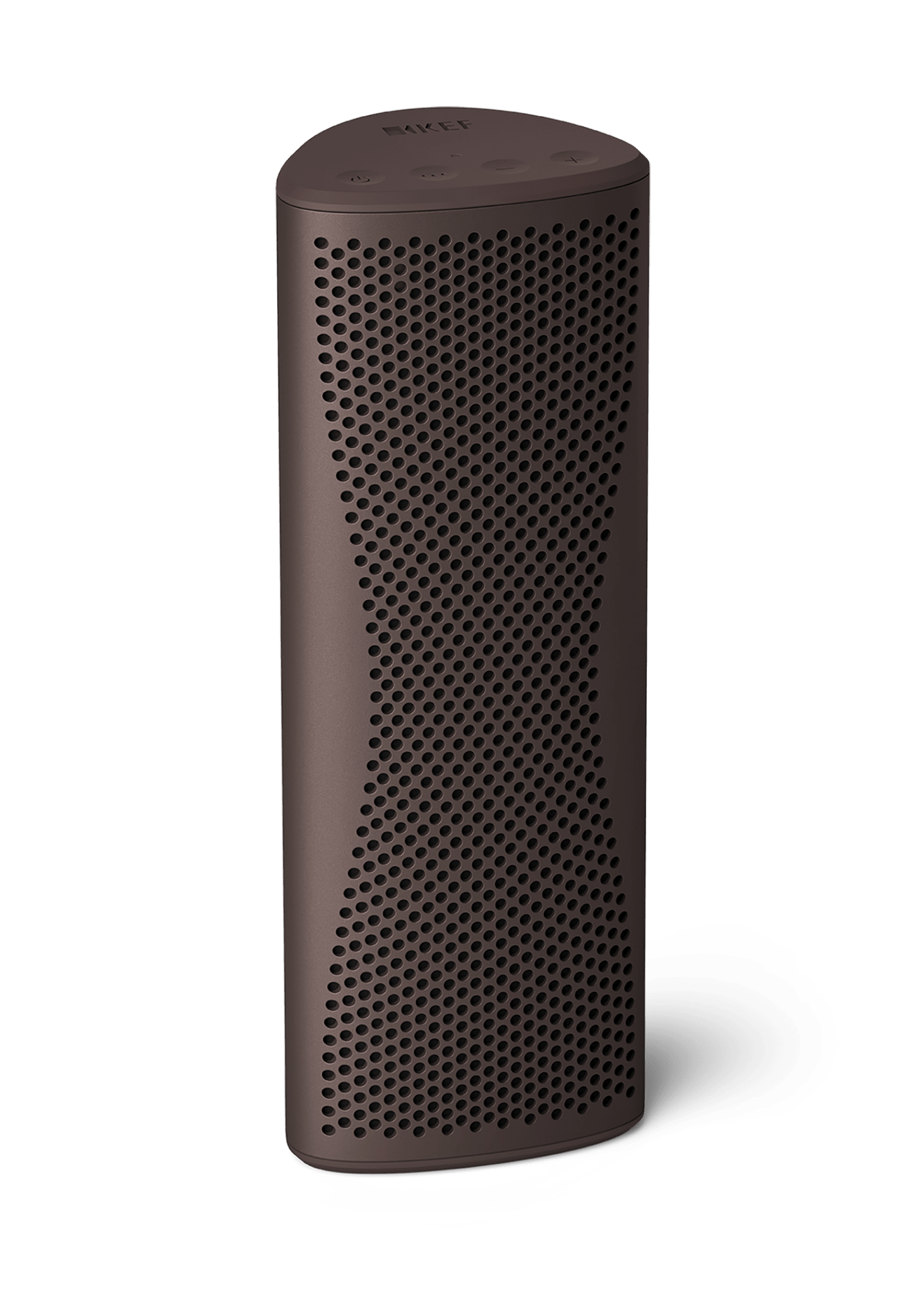 KEF Muo Portable Bluetooth Speaker in Cocoa Brown, vertical view