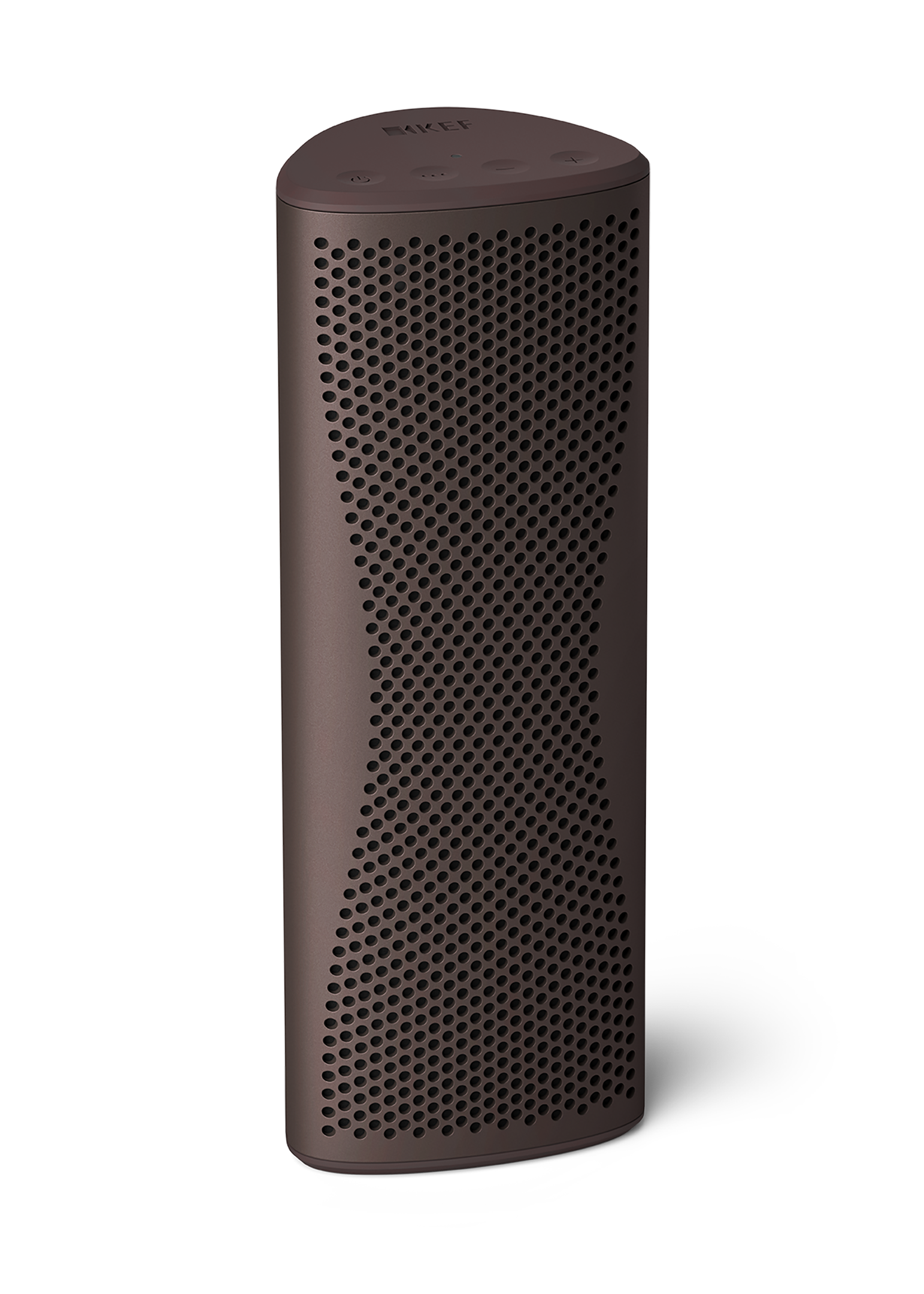 KEF Muo Portable Bluetooth Speaker in Cocoa Brown, vertical view