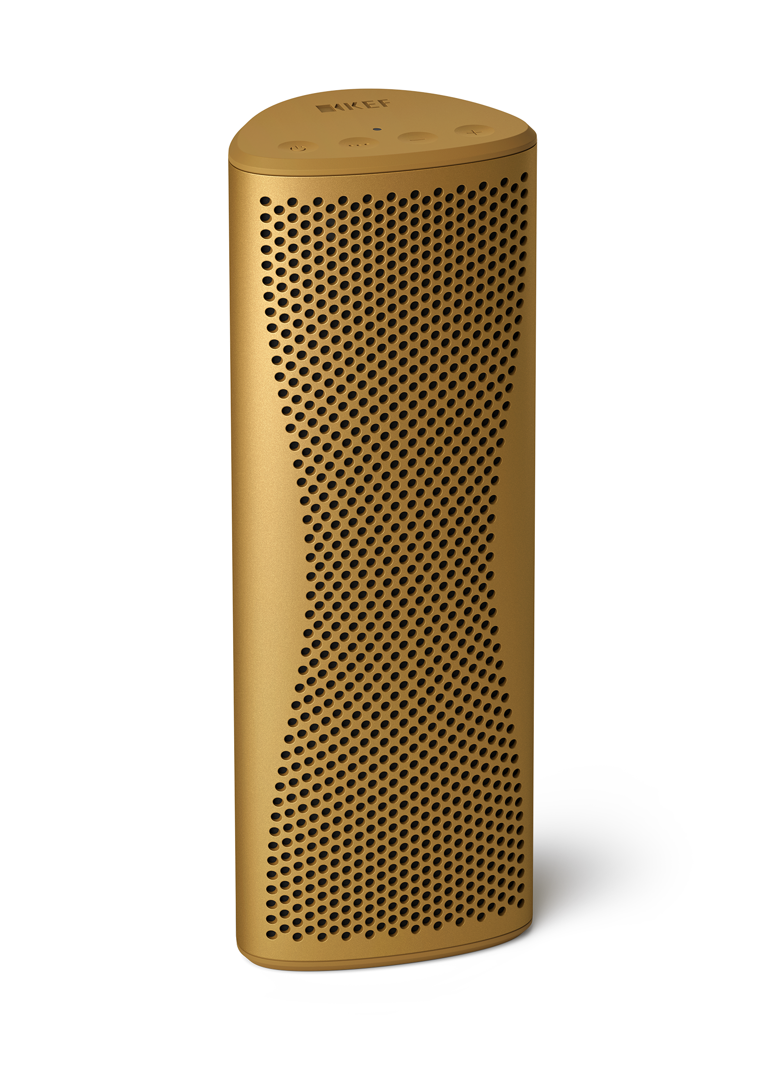KEF Muo Portable Bluetooth Speaker in Amber Haze, vertical view