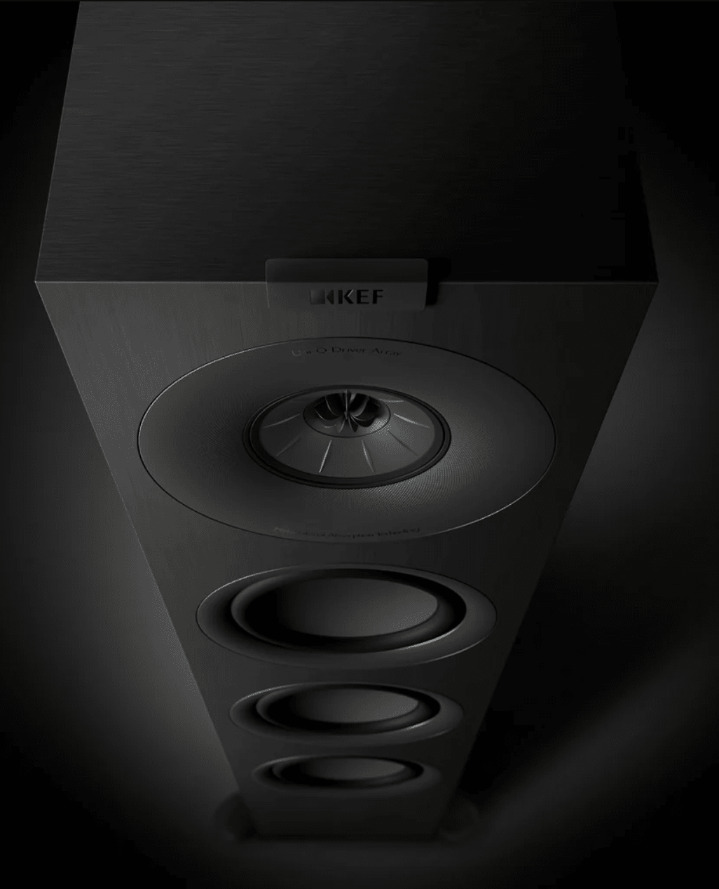 KEF Q11 Meta 3-way Floorstanding Speakers in Satin Black, close up