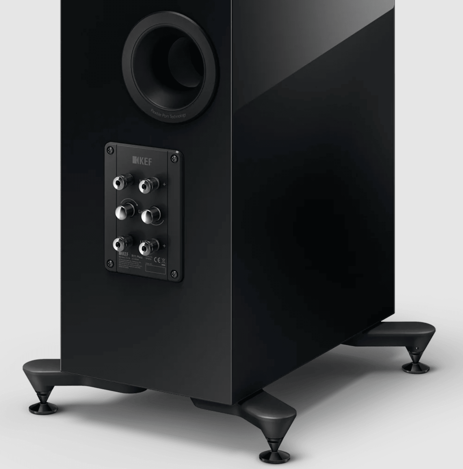 KEF R11 Meta Floorstanding Speakers in Gloss Black connections