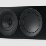 KEF R6 Meta Centre Channel Speaker in Gloss Black. Front on an angle