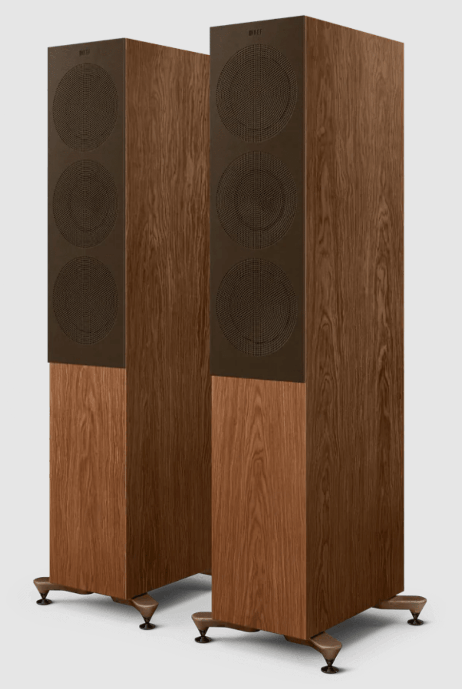 KEF R7 Meta Floorstanding Speakers in Walnut with Grille