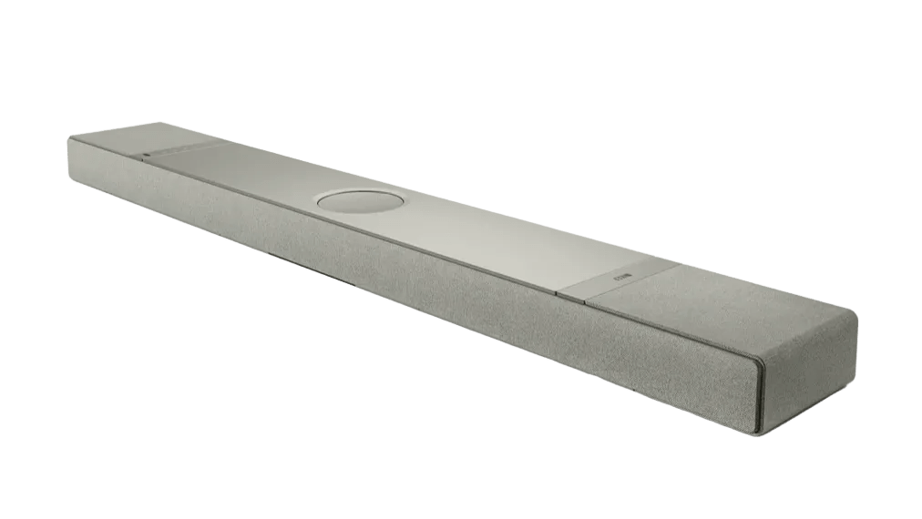 KEF XIO Soundbar in Storm Grey, angled