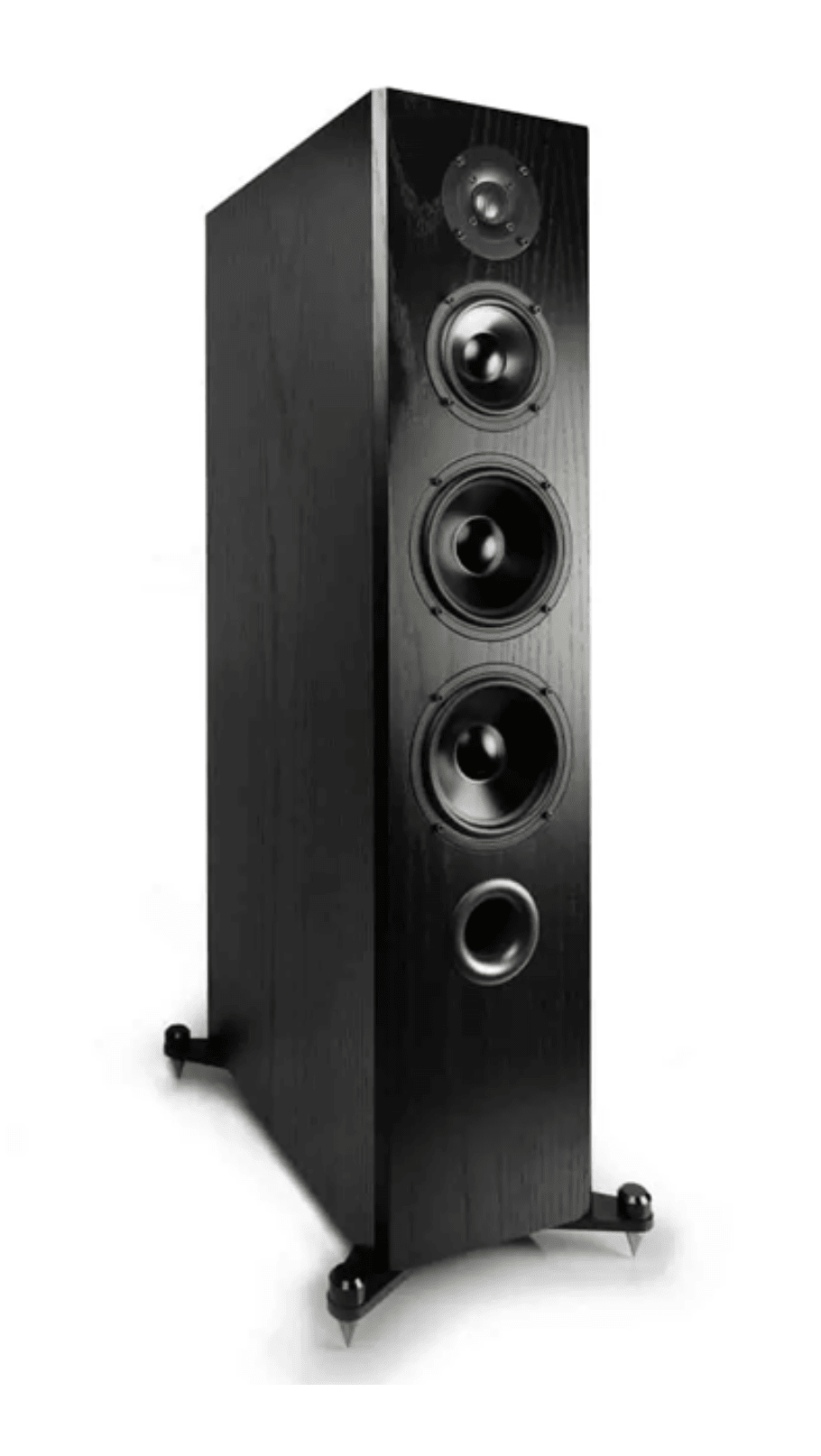 KLH Kendall 2F Floorstanding Speakers in Black Oak Veneer. Image shows speaker without grille