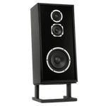 KLH Model 4 individual Loudspeaker in Black, angled and without Grille