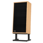 KLH Model 4 individual Loudspeaker in Oak, angled with Grille