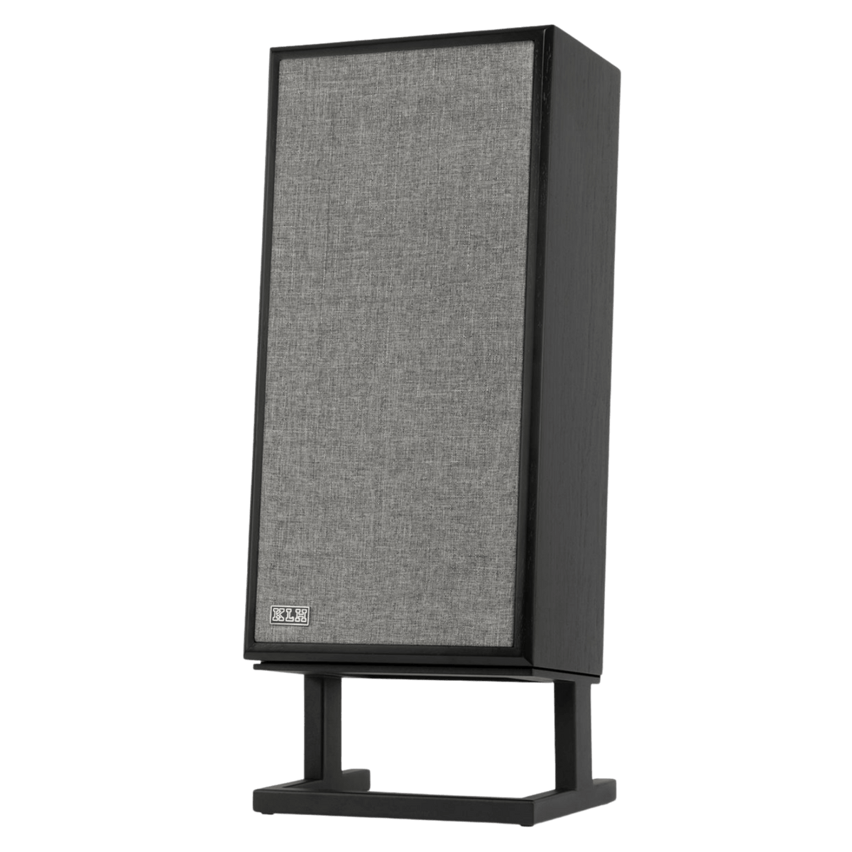 KLH Model 4 individual Loudspeaker in Black, angled with Grille