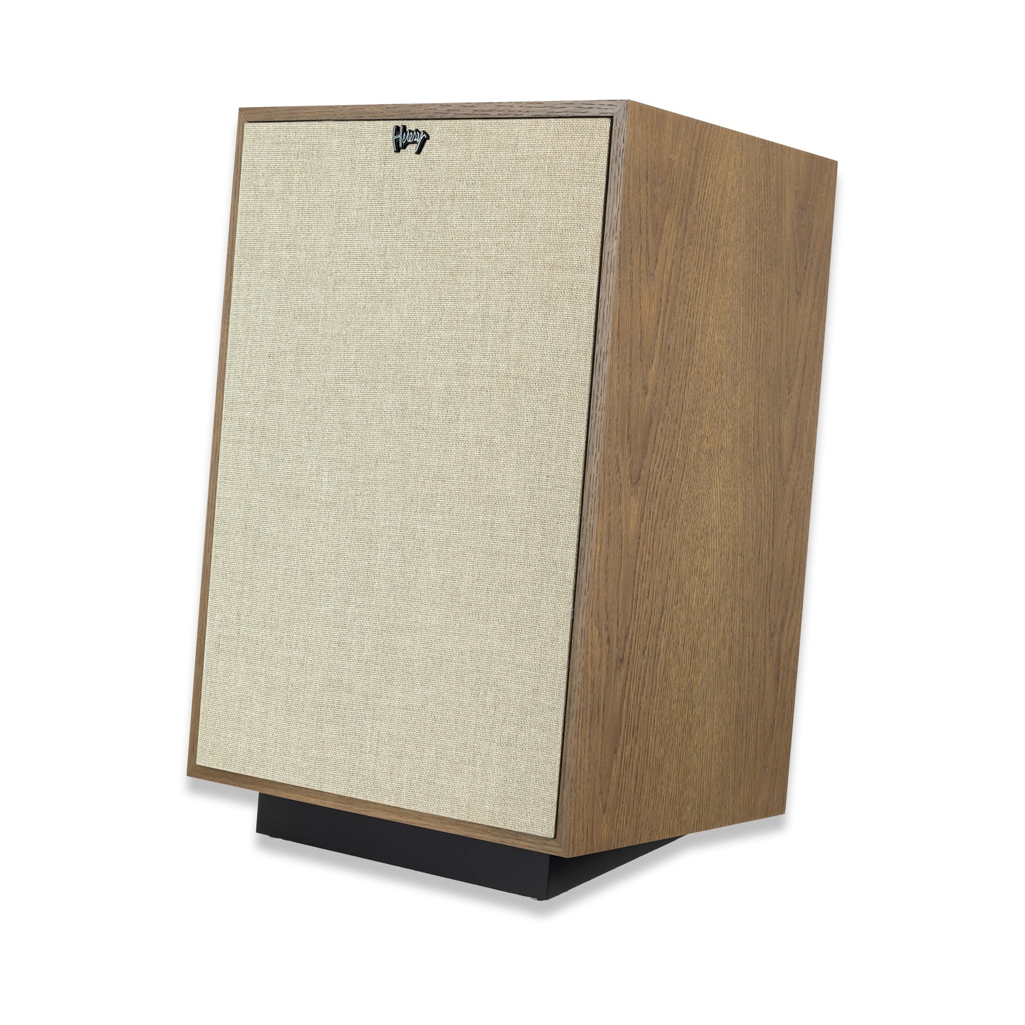 Klipsch Heresy IV Floorstanding Speakers. Distressed Oak, left side