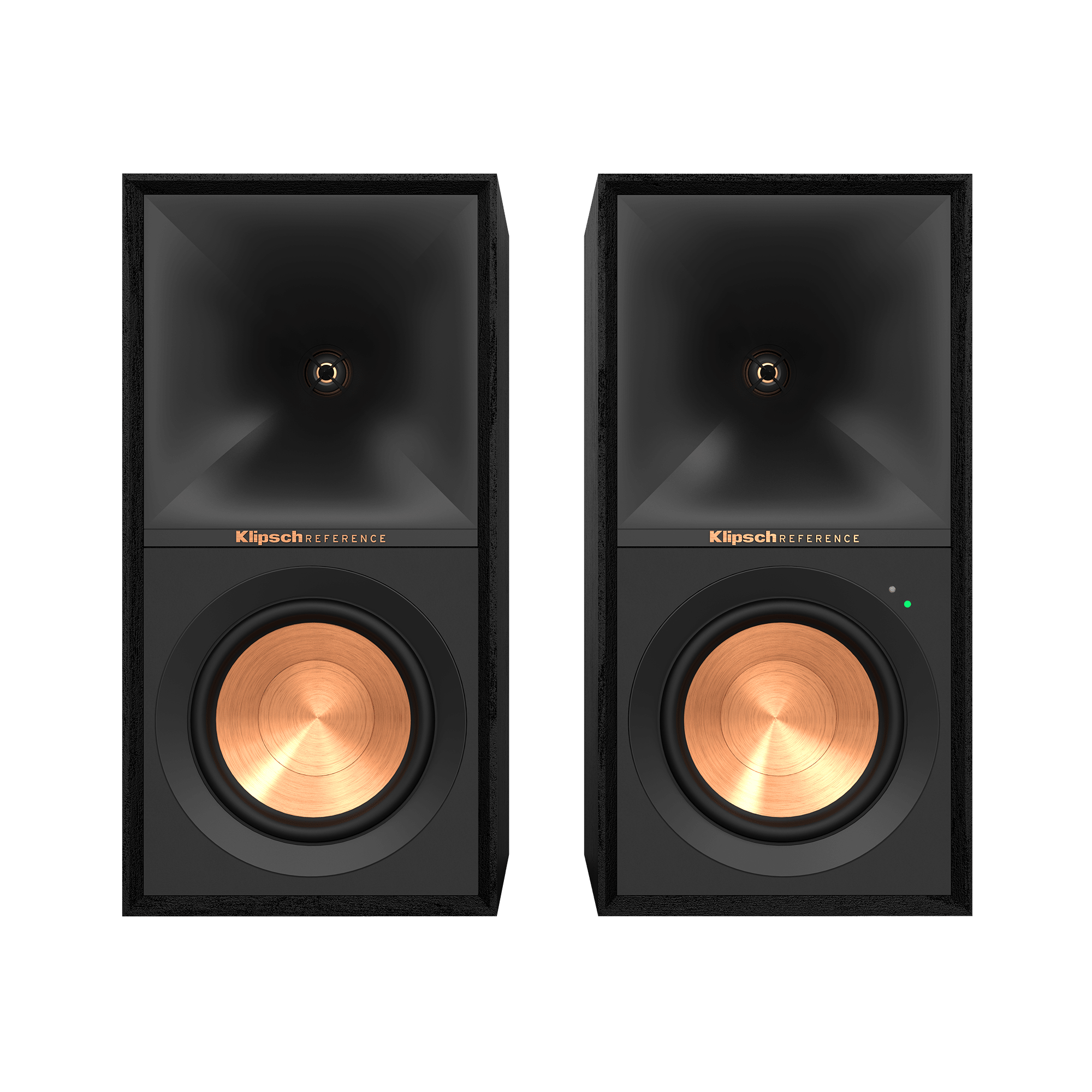Klipsch R-50PM Powered Speakers with 5.25" Woofers. Black no grille, front