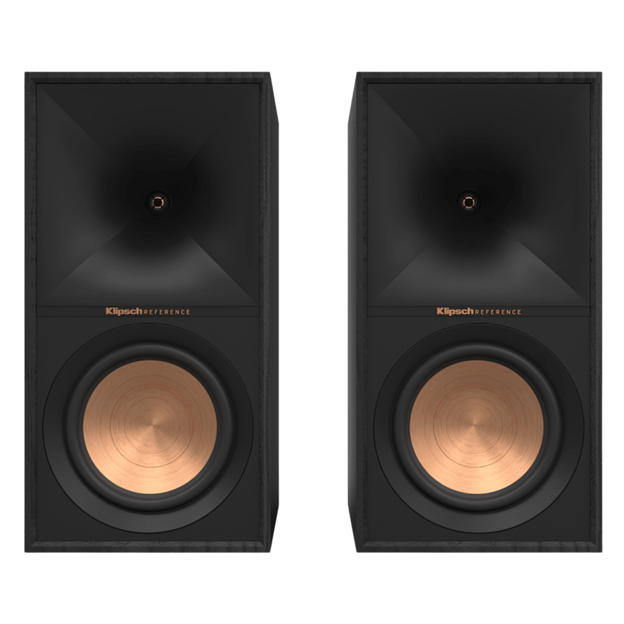 Klipsch R-60M Bookshelf Speakers in Ebony sold as a pair.  Image shown without grille, front on