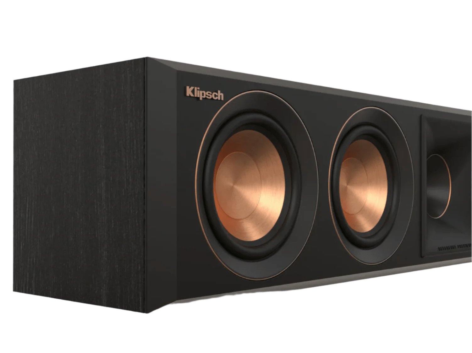 Klipsch RP-404C II Centre Channel Speaker in ebony, angled and up close