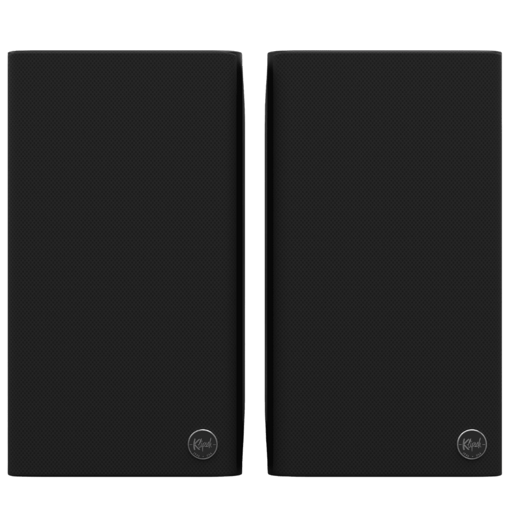 Klipsch The Fives II Powered Speaker pair in Ebony front, with grille