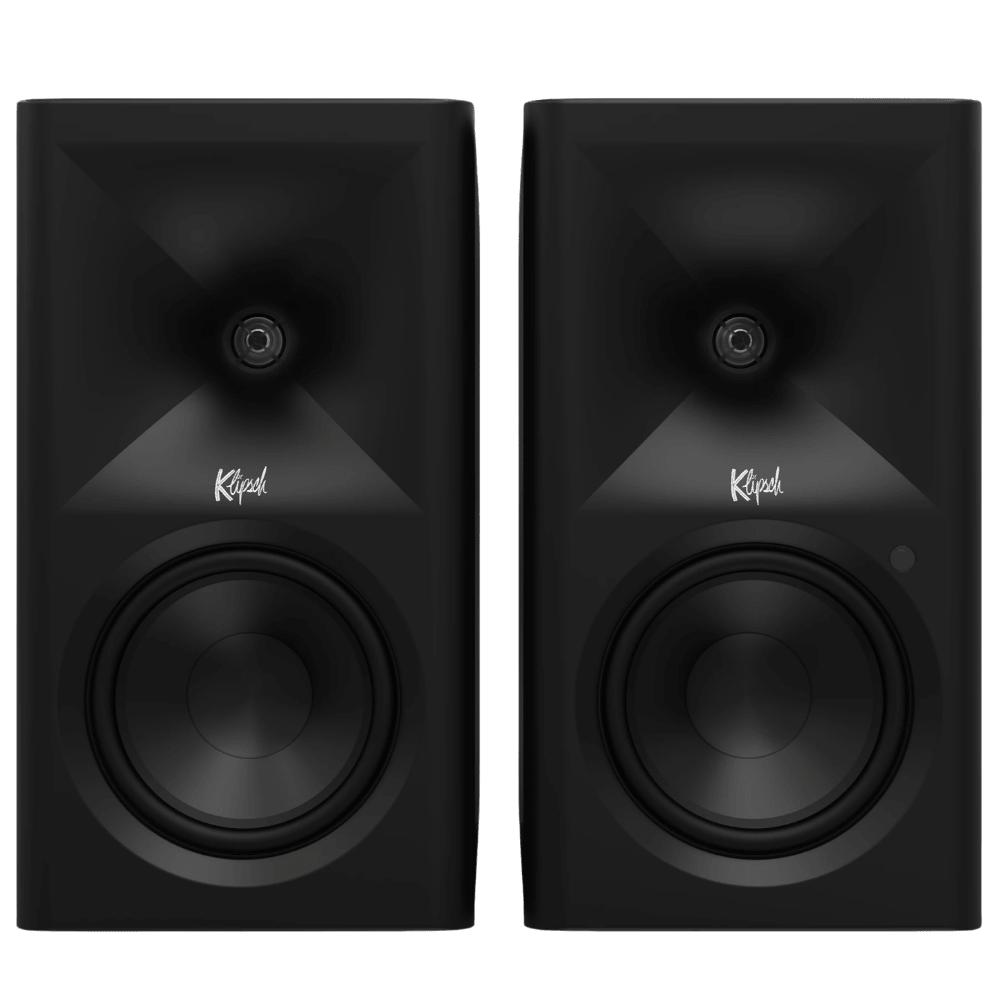 Klipsch The Fives II Powered Speaker pair in Ebony front, no grille