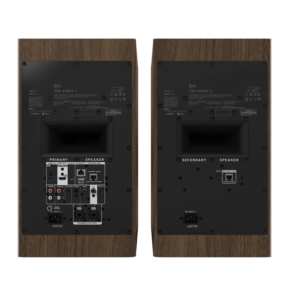 Klipsch The Nines II Powered Speakers in Walnut, back