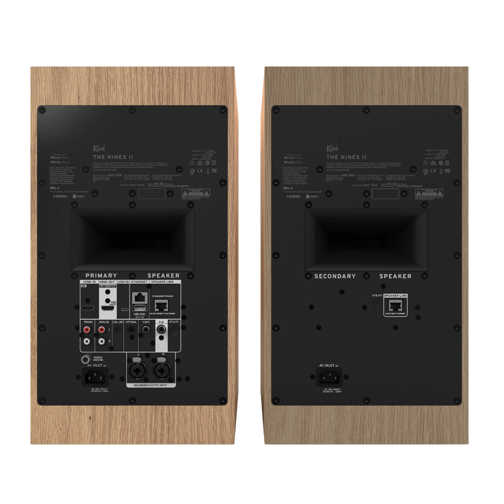Klipsch The Nines II Powered Speakers in Red Oak, rear