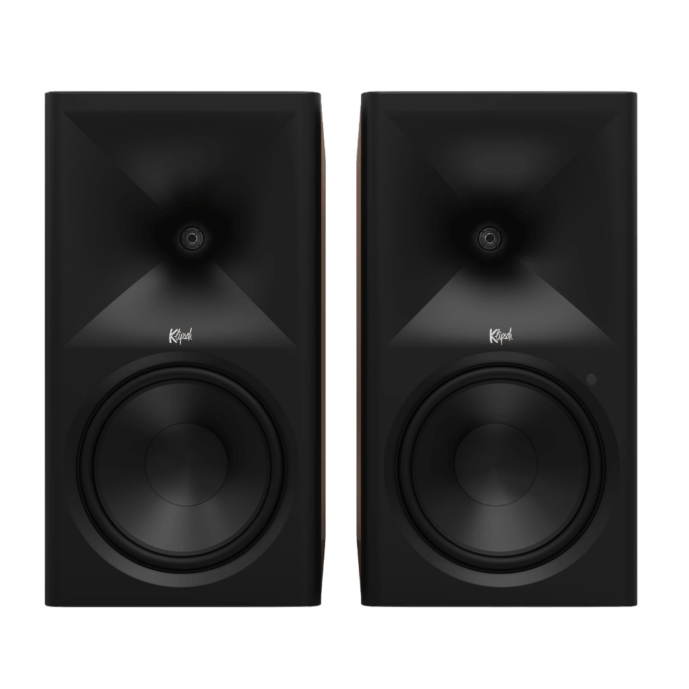 Klipsch The Nines II Powered Speakers in Walnut, front without grilles