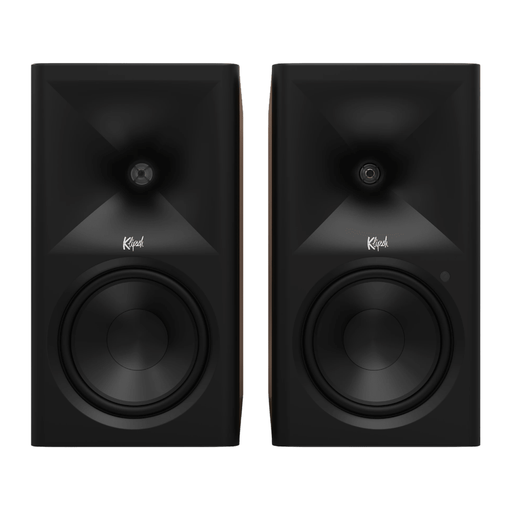Klipsch The Sevens II Powered Speaker Pair in Walnut, front without grille