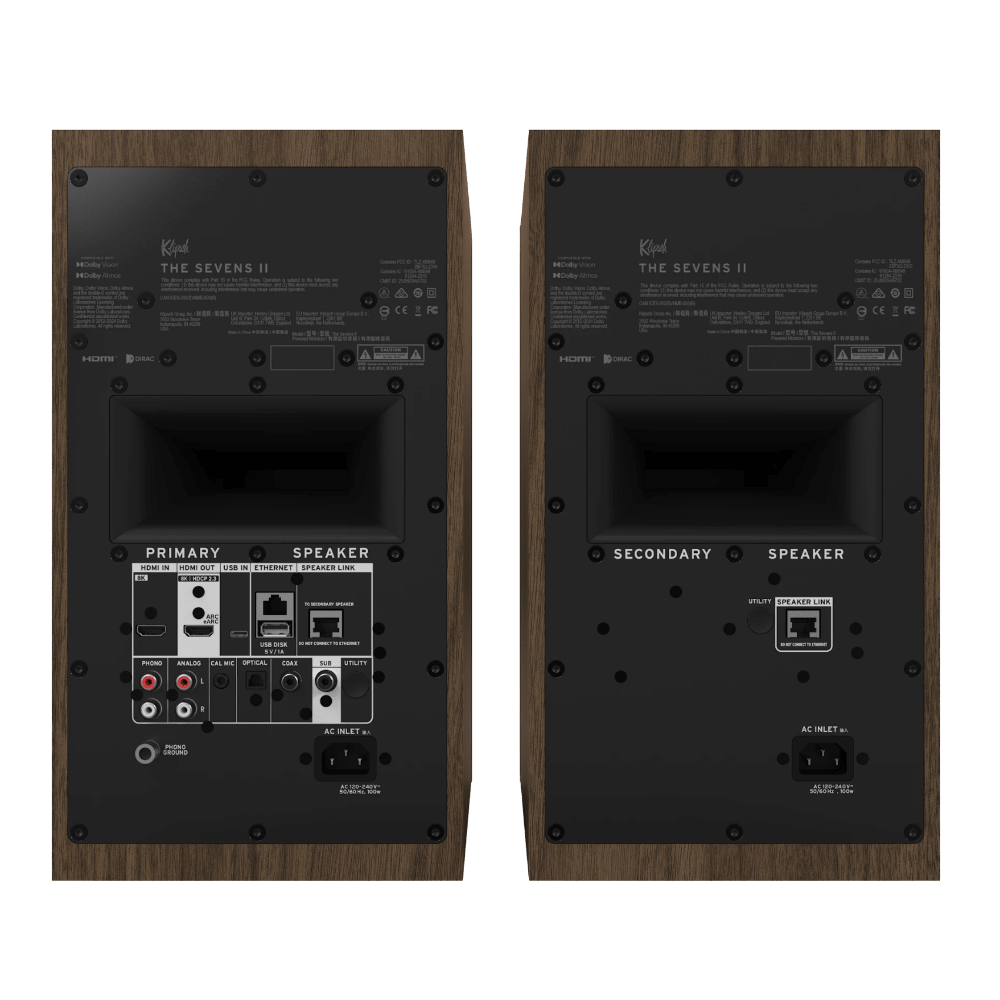 Klipsch The Sevens II Powered Speaker Pair in Walnut, rear 
