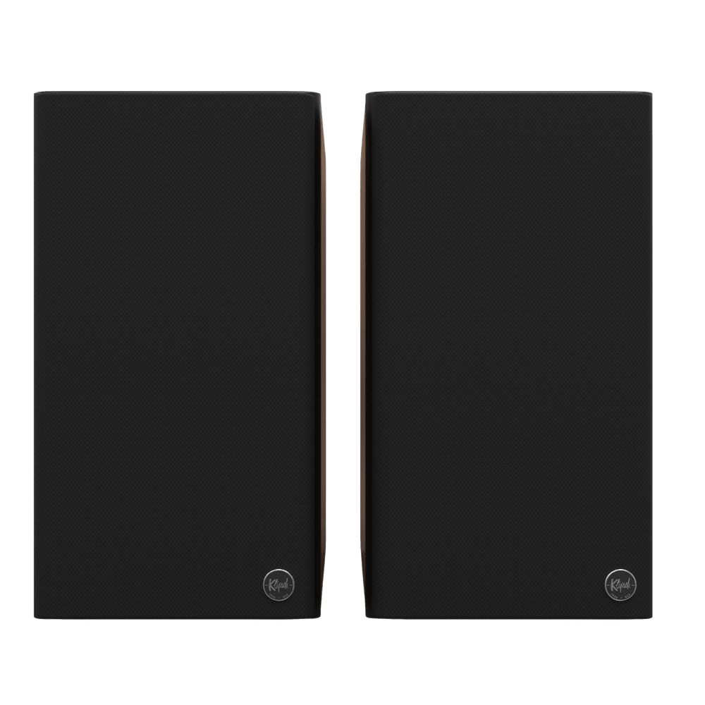 Klipsch The Sevens II Powered Speaker Pair in Walnut, front with grille