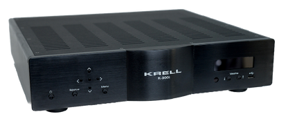 KRELL K-300i Integrated Stereo Amplifier in Black. Angled image