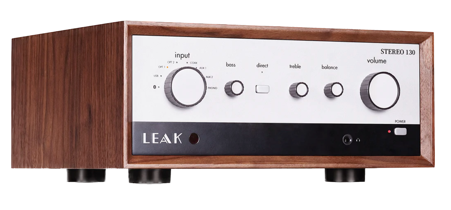 LEAK Stereo 130 Integrated Amplifier angled to the right