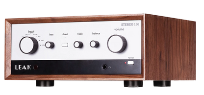 LEAK Stereo 130 Integrated Amplifier angled to the left