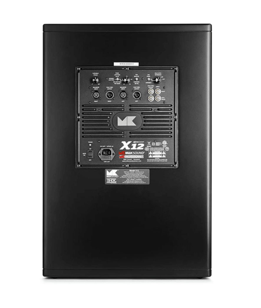 M & K Sound X12 Subwoofer, rear of sub