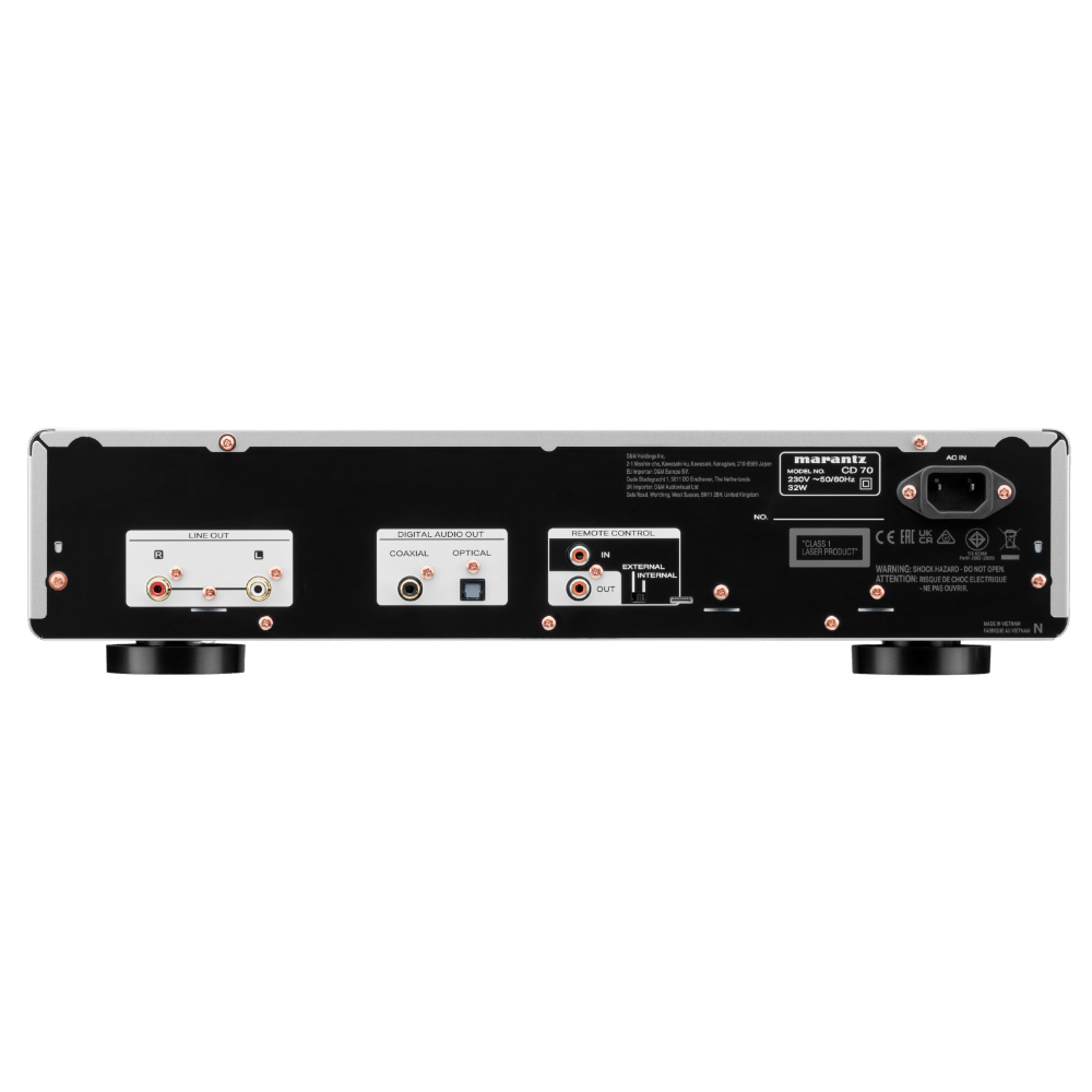Marantz CD 70 Compact Disc Player in Silver/Gold, rear of amplifier