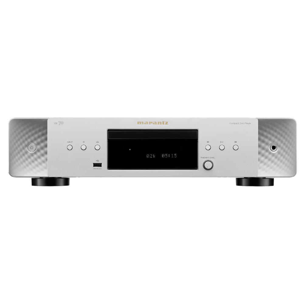 Marantz CD 70 Compact Disc Player in Silver/Gold, Front of unit