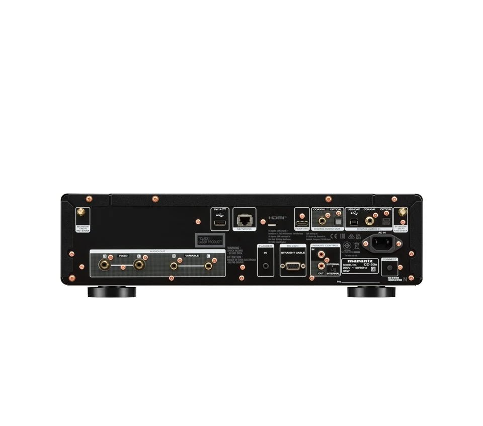 Marantz CD50N in black.  Rear panel view