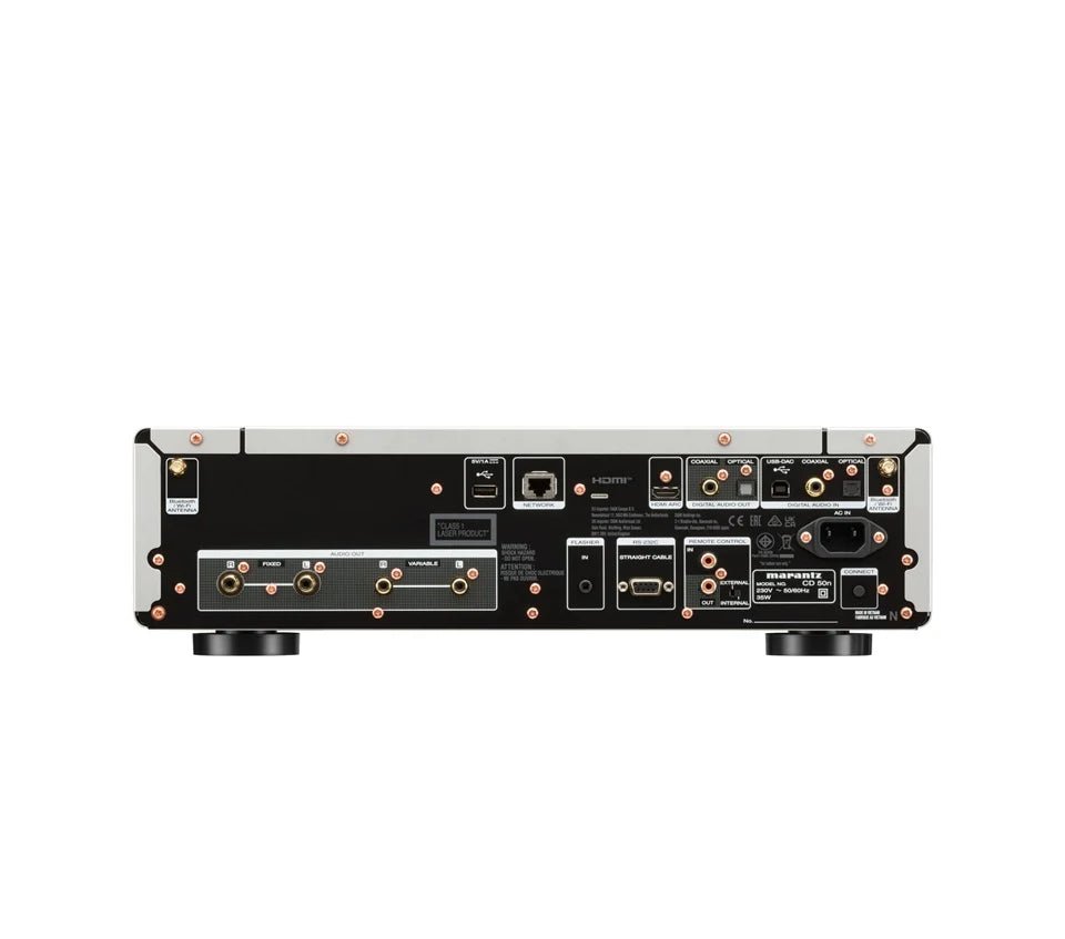 Marantz CD50N in Silver/Gold.  Reare panel view