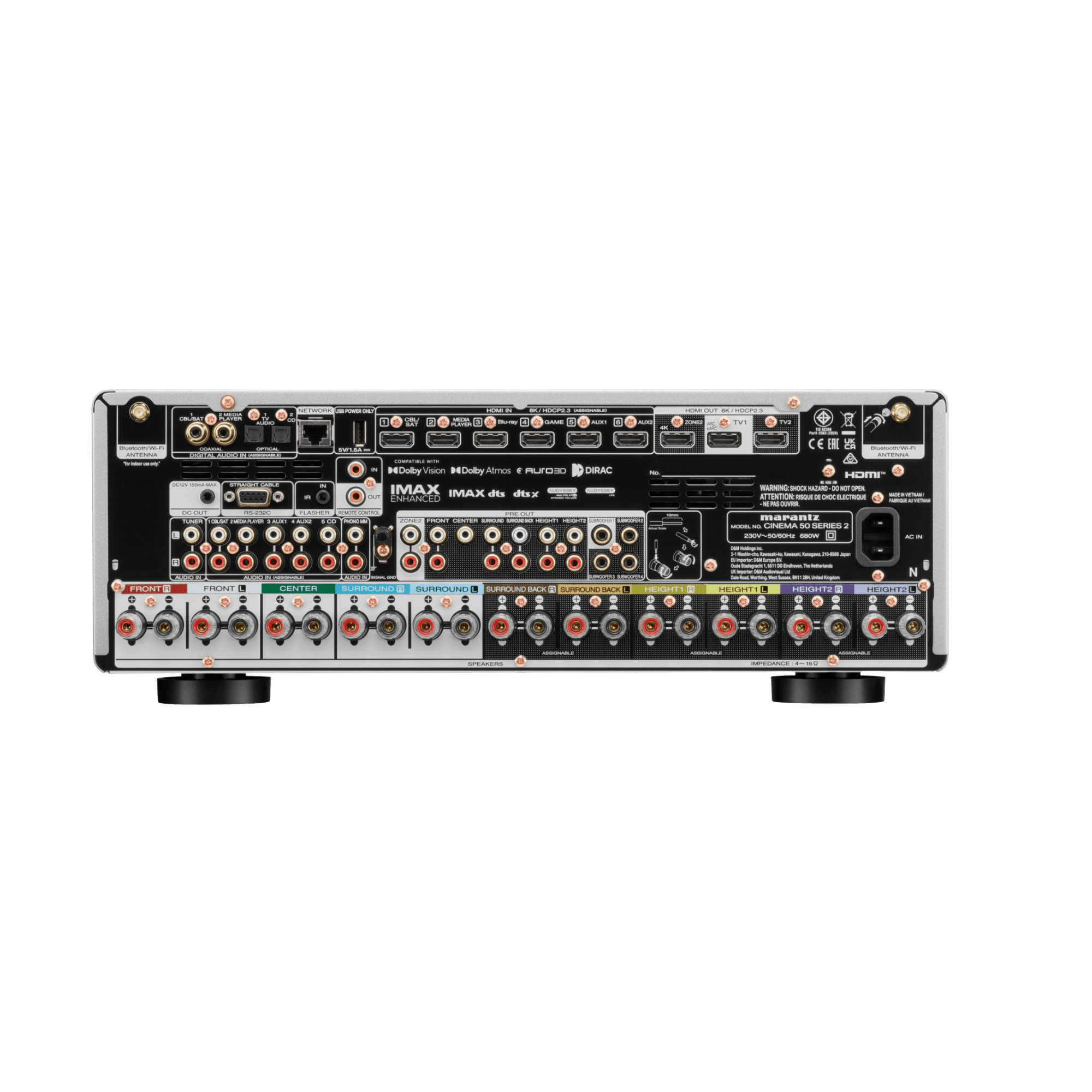Marantz Cinema 50 Series 2 AV Receiver in Silver, back