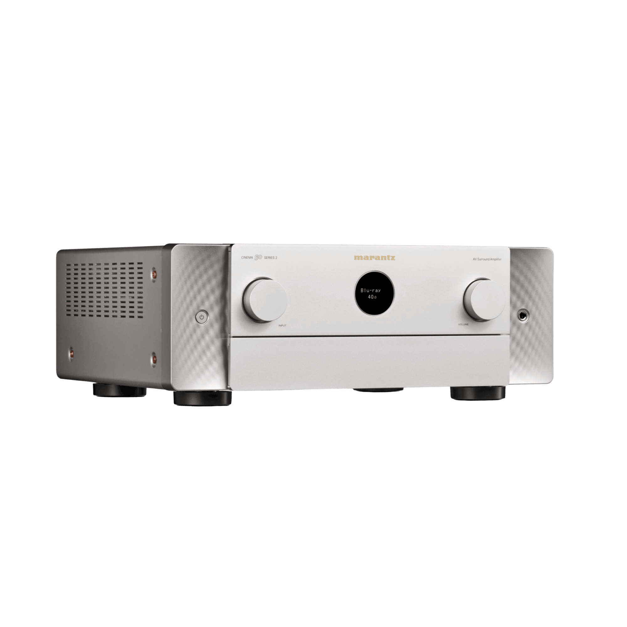 Marantz Cinema 50 Series 2 AV Receiver in Silver, angled to the right