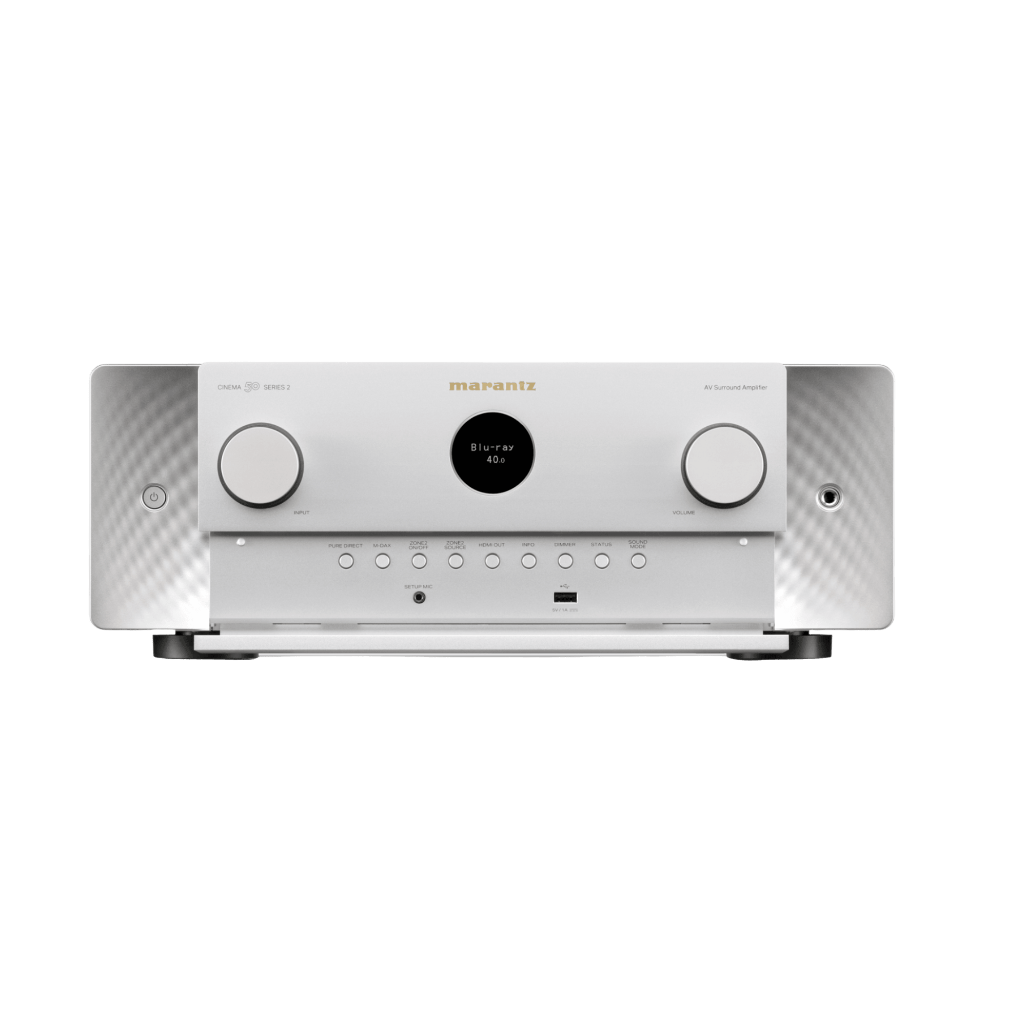 Marantz Cinema 50 Series 2 AV Receiver in Silver, front with panel open