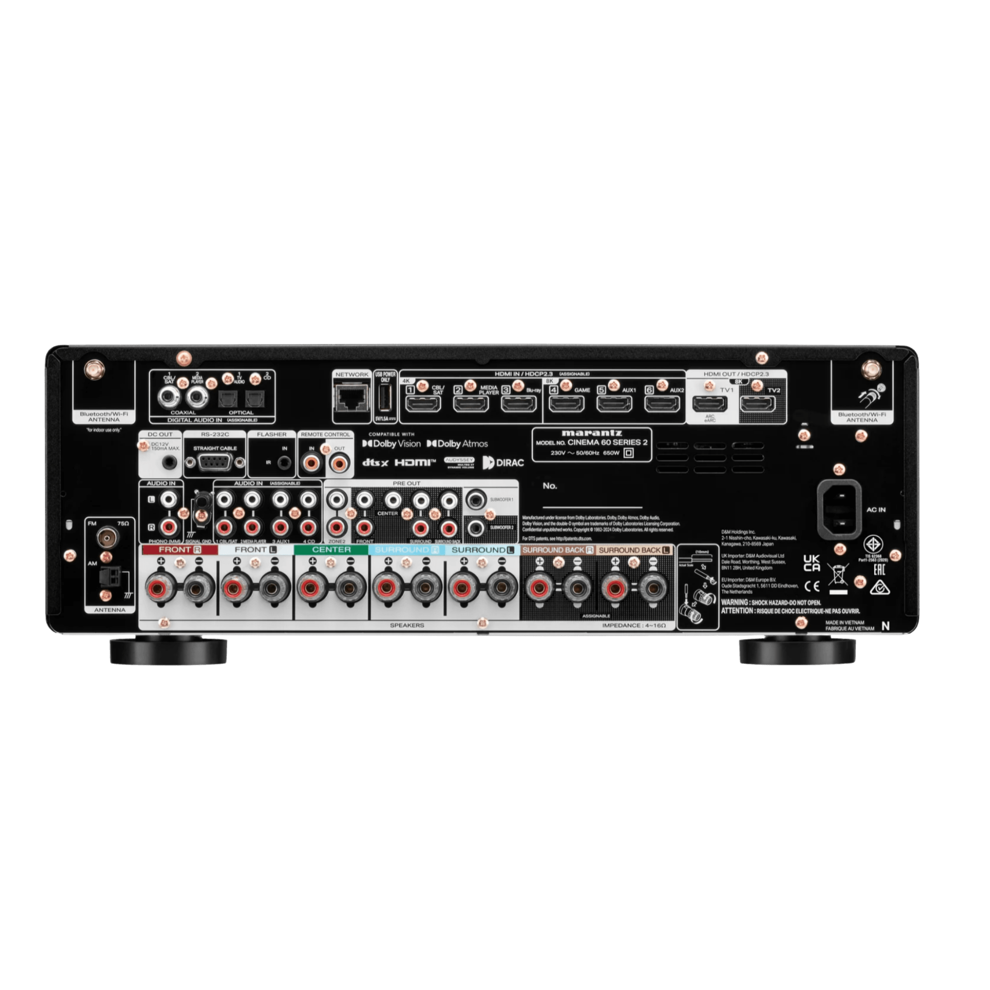  Marantz Cinema 60 Series 2 AV Receiver in Black, rear