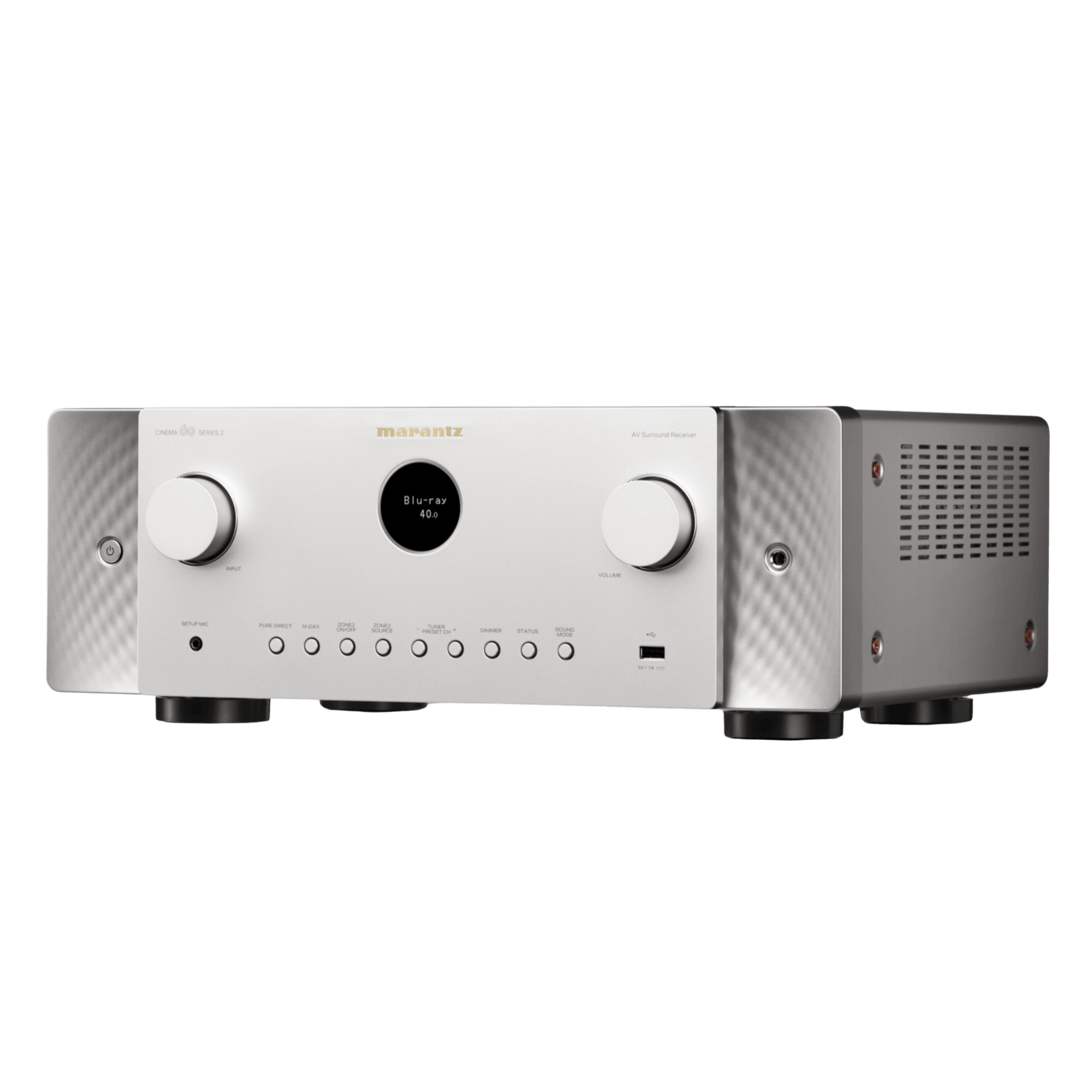  Marantz Cinema 60 Series 2 AV Receiver in Silver, angled to the left