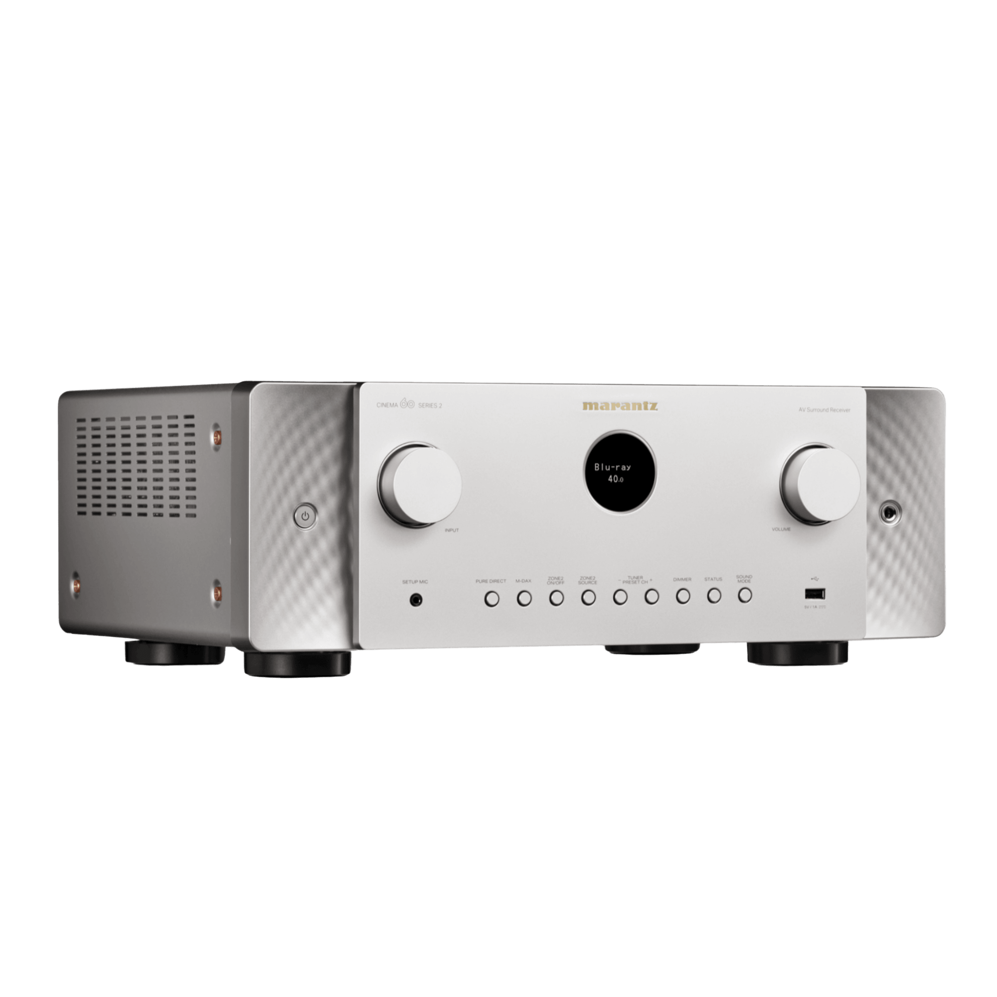  Marantz Cinema 60 Series 2 AV Receiver in Silver, angled to the right