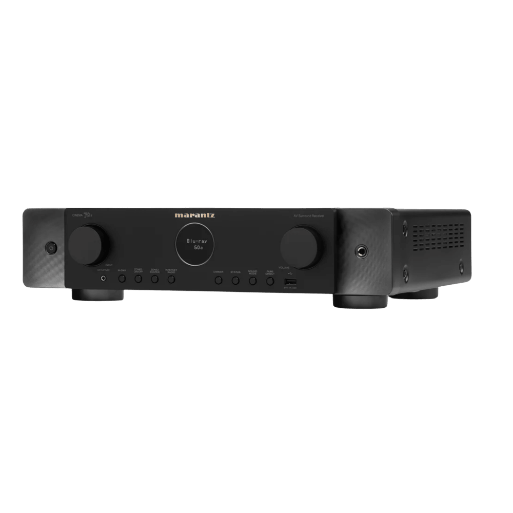 Marantz AV Receivers Marantz Cinema 70s Slimline 7.2 Channel AV Receiver, in black, shown angled to the left