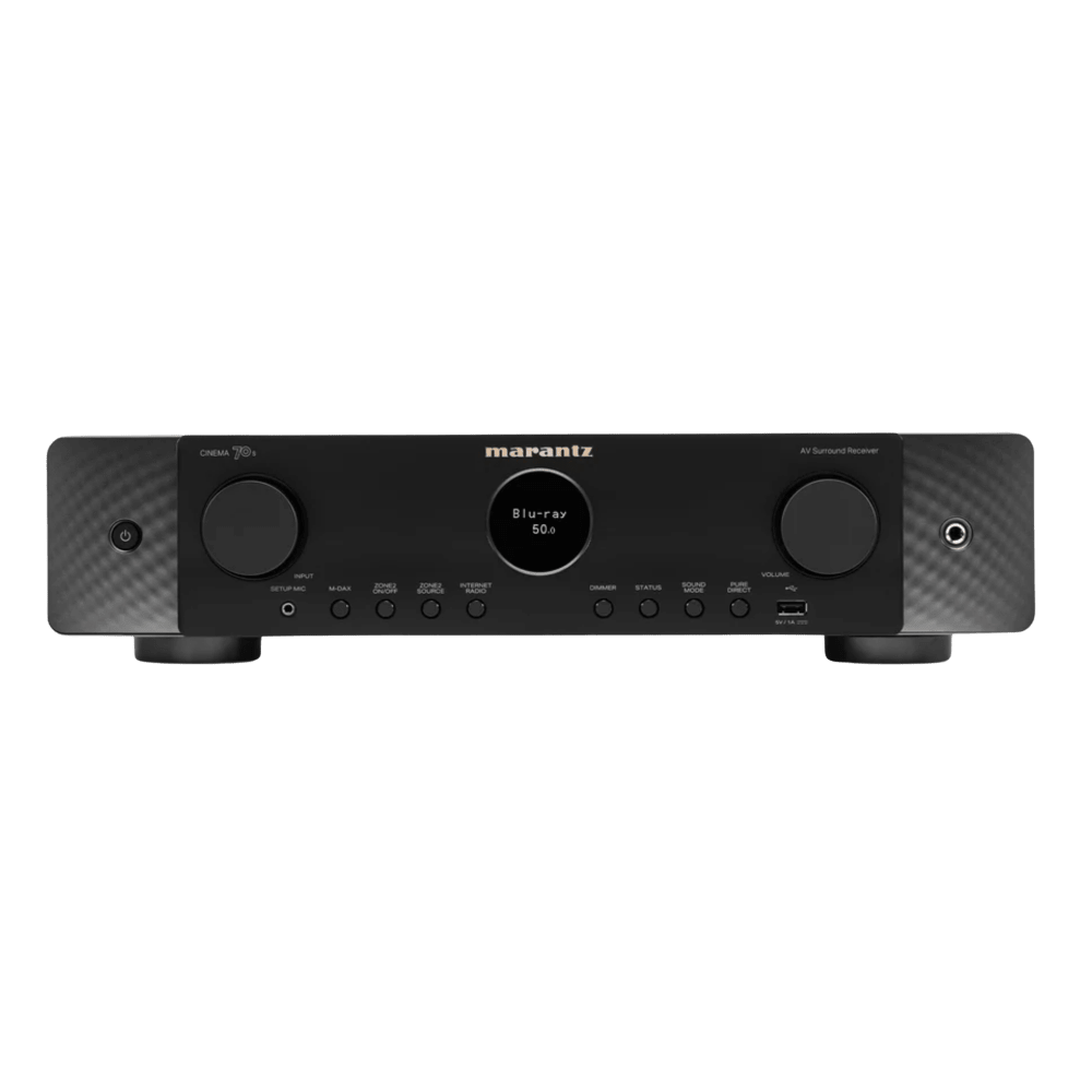 Marantz AV Receivers Marantz Cinema 70s Slimline 7.2 Channel AV Receiver, in black, front view