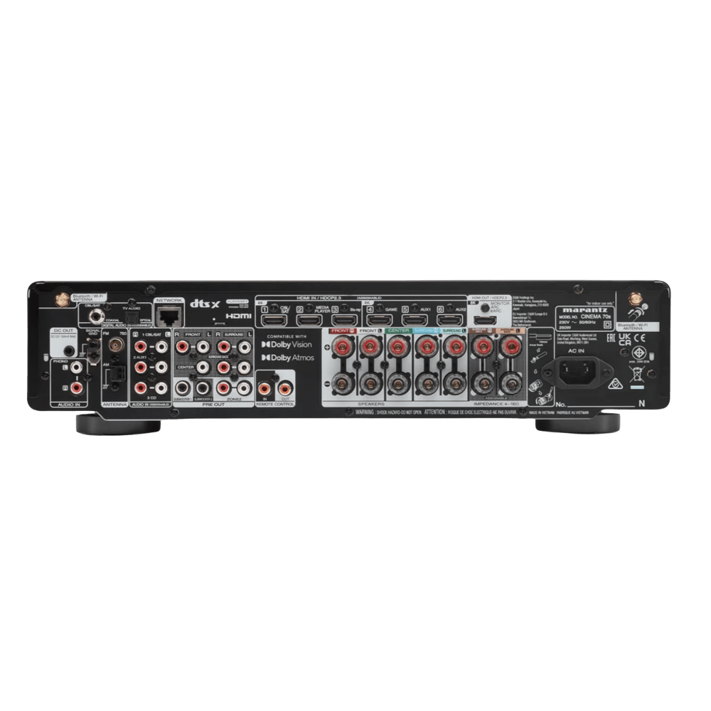 Marantz AV Receivers Marantz Cinema 70s Slimline 7.2 Channel AV Receiver, in Silver/Gold, rear