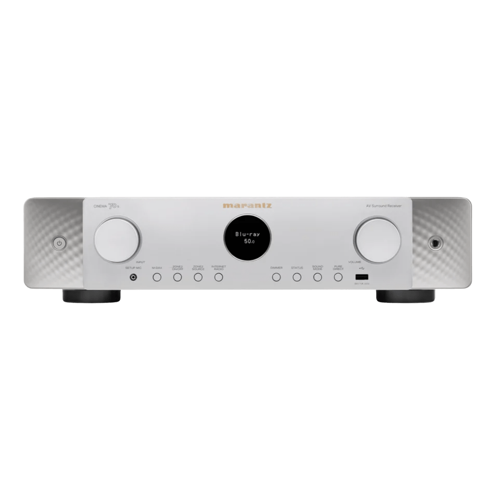 Marantz AV Receivers Marantz Cinema 70s Slimline 7.2 Channel AV Receiver, in Silver/Gold, front view