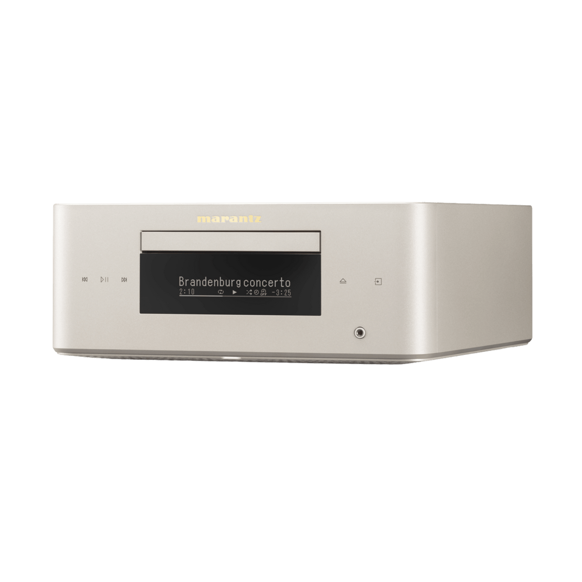 Marantz MCR 60n DAB in Champagne Gold, angled to the left