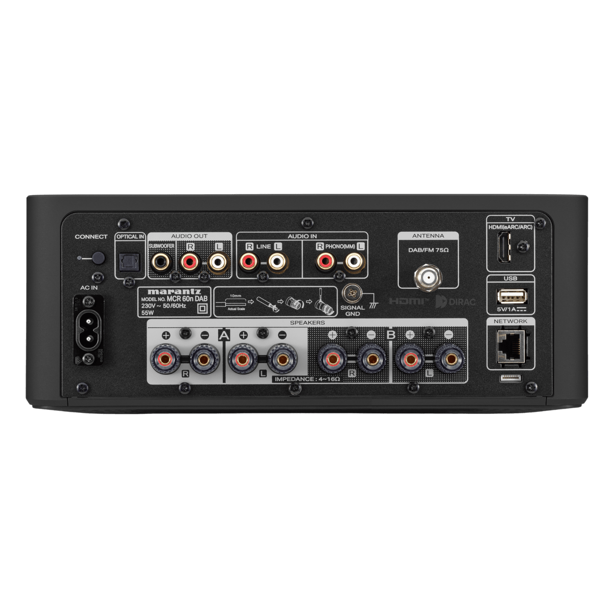 Marantz MCR 60n DAB black, back of unit